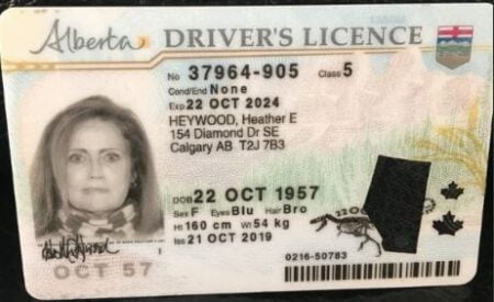 Alberta Driving License ID Card