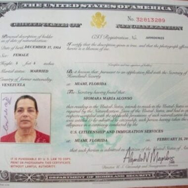 Naturalization Certificate